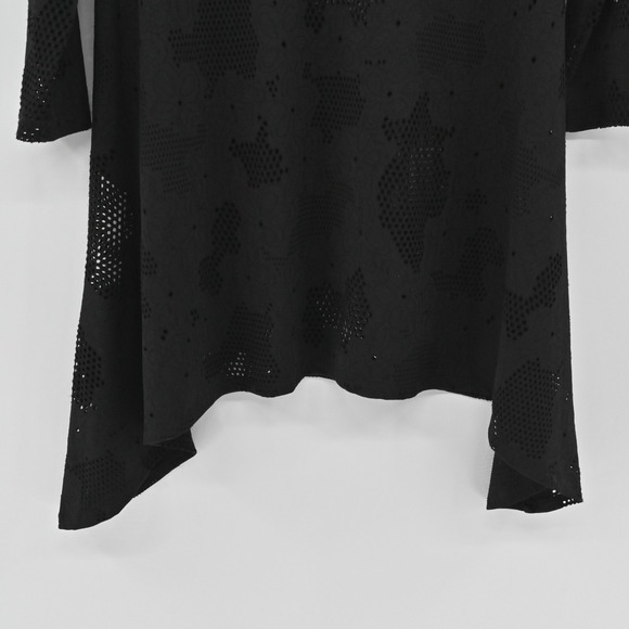 CLARA SUN WOO Womens Laser Floral Top Size XS Whimsigoth Lace Black Asymmetric - Picture 11 of 11